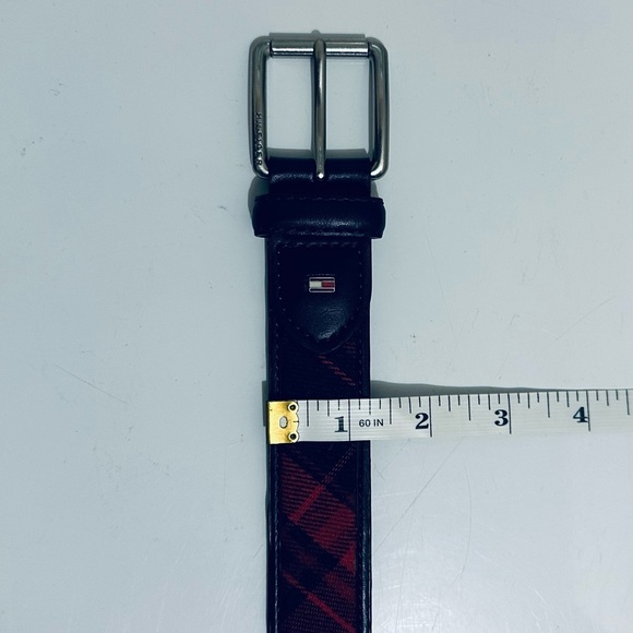 Vintage Tommy Hilfiger Red and Navy Tartan Plaid Belt, Men’s Size 40 - Picture 11 of 15